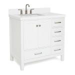 White Bathroom Vanity with Quartz Countertop and Sink