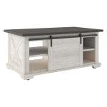 Farmhouse Coffee Table with Sliding Barn Doors