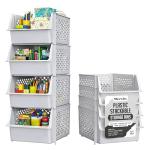 Light Grey Stackable Storage Bins for Organizing