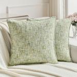 Light Green Chenille Throw Pillow Covers – Set of 2