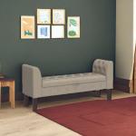 Upholstered Storage Bench with Arms - Khaki