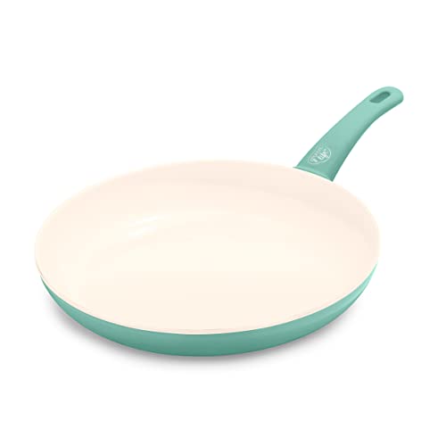 GreenLife Soft Grip Healthy Ceramic Nonstick 12" Frying Pan Skillet, PFAS-Free, Dishwasher Safe, Turquoise
