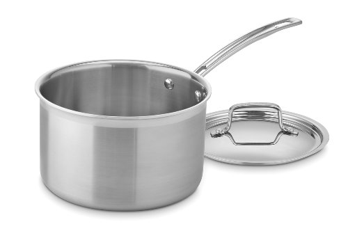 Cuisinart 4-Quart Skillet, Stainless Steel Cookware Multiclad Pro Triple Ply Saucepan w/Cover, MCP194-20N