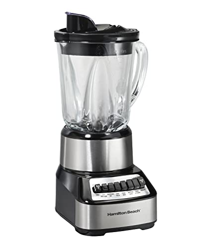Hamilton Beach Wave Crusher Blender with 40 Oz Glass Jar and 14 Functions for Puree, Ice Crush, Shakes and Smoothies, Stainless Steel (54221)