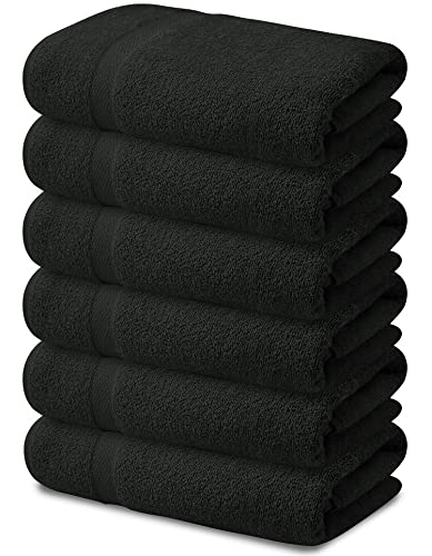 Windsor Linen Bath Towels Soft Cotton Bathroom Towel Set - Quick Drying Bathroom Towels, Light Weight Super Absorbent Grey Bath Towels 24x48 inches Pack of 6 Perfect Pool and Gym Towels