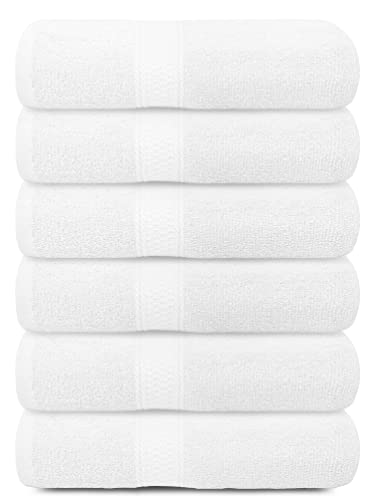 Brooklyn Linen Bath Towels 100% Cotton, White, 22x46, Towels for Bathroom, Pool Towels, Hotel Towels, Gym Towels, Towels for Spa, Pack of 6 Towel Set