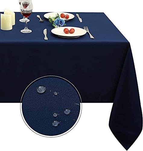 Obstal Rectangle Table Cloth, Oil-Proof Spill-Proof and Water Resistance Microfiber Tablecloth, Decorative Fabric Table Cover for Outdoor and Indoor Use (Navy Blue, 60 x 84 Inch)