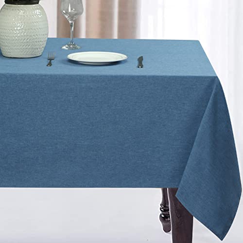 JUCFHY Rectangle Table Cloth,Linen Tablecloth Heavy Duty Fabric,Stain-Proof,Water Resistant Washable Table Cloths,Decorative Oblong Table Cover for Kitchen and Holiday(52x70 Inch,Denim Blue)