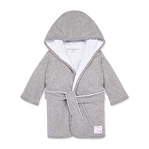 Burt's Bees Baby - Bathrobe, Infant Hooded Robe, Absorbent Knit Terry, 100% Organic Cotton, 0-9 Months (Heather Grey)