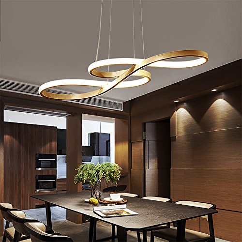 LED Chandelier Lighting Fixture Dimmable Pendant Light with Remote Control Modern Flush Mount Chandelier Adjustable Kitchen Island Hanging Lamp Painting Lamp for Dining Table Office Bedroom (Gold)