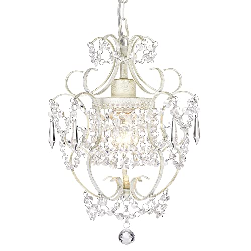 Antique House White Chandelier Crystals Chandeliers Light Fixture 1 Light Small Chandelier for Girls Room
