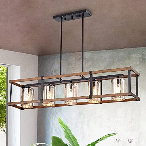 Cozy Homez Farmhouse Chandeliers for Dining Room Light Fixtures Over Table - 41" Kitchen Island Lighting, Rectangle Dining Chandelier, Kitchen Island Light Fixtures