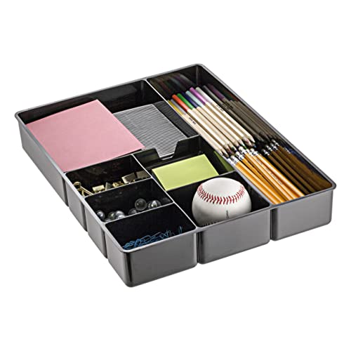 Officemate Deep Drawer Organizer Tray, 8 Compartments, 2 1/4"H x 15 1/8"W x 11 1/2"D, Black