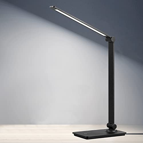Dott Arts LED Desk Lamp, Touch Control Desk Lamp with 3 Levels Brightness, Dimmable Office Lamp with Adjustable Arm, Foldable Table Desk Lamp for Table Bedroom Bedside Office Study, 5000K, 8W, Black