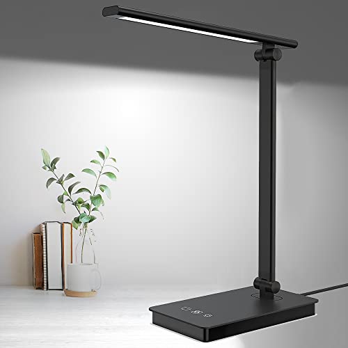 BEYONDOP LED Desk Lamp for Home Office, Dimmable Eye-caring Reading Desk light with 5 Lighting & 5 Brightness Level, Touch Control, Foldable Table Desk Lamp for Bedside Office Study Reading Work Study