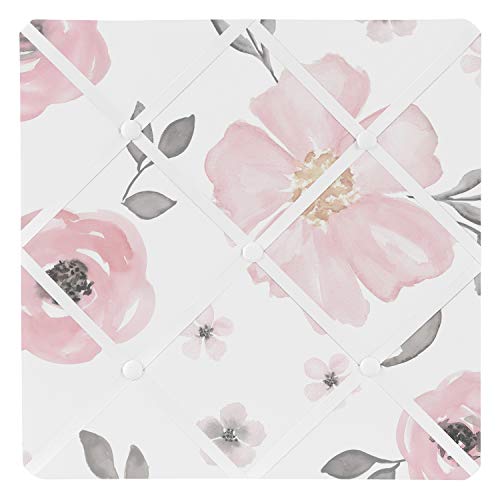 Blush Pink, Grey and White Fabric Memory Memo Photo Bulletin Board for Watercolor Floral Collection by Sweet Jojo Designs