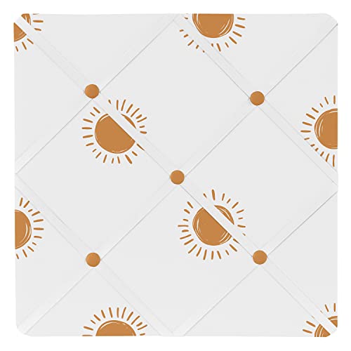 Sweet Jojo Designs Orange and White Boho Sun Fabric Memory Memo Photo Bulletin Board - Pumpkin Rust Orange Retro Bohemian Celestial Sky Desert Sunshine Outdoors Nature Minimalist Gender Neutral