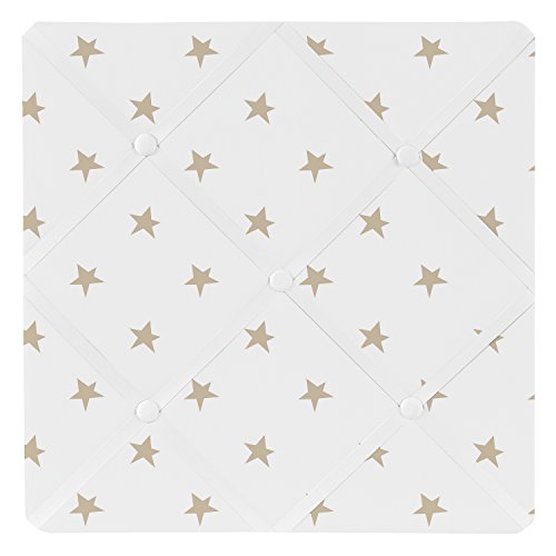 Gold and White Star Fabric Memory Memo Photo Bulletin Board for Celestial Collection by Sweet Jojo Designs