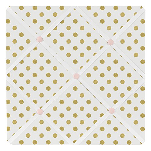 Fabric Memory/Memo Photo Bulletin Board for Blush Pink White Damask and Gold Polka Dot Amelia Collection