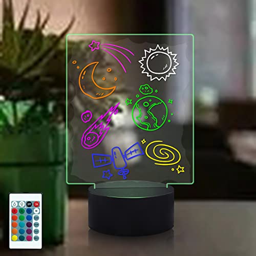 Fanrui Acrylic Dry Erase Board with 16 Colors Night Light Dry Erase Board as a Glow Memo LED Letter Message Board Note Plan Menu Glass Led Board White Board for Office School Home(Black Base)