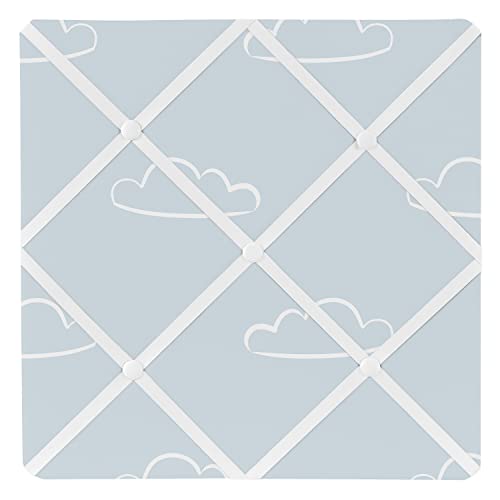 Sweet Jojo Designs Blue Clouds Fabric Memory Memo Photo Bulletin Board - Slate and White Cloud Sky for Vintage Airplane Aviator Aviation Collection