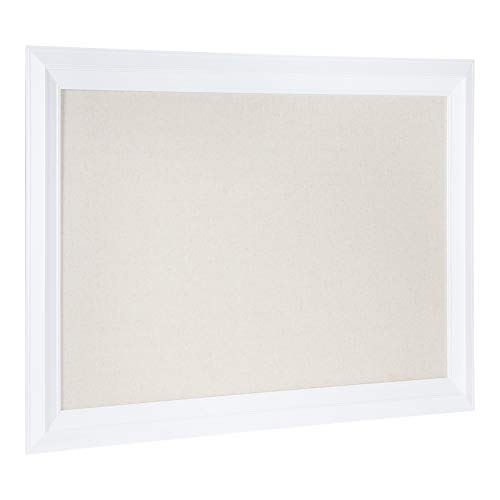 Kate and Laurel Whitley Modern Linen Fabric Pinboard, 29.5" x 45.5", White, Contemporary Bulletin Board for Wall