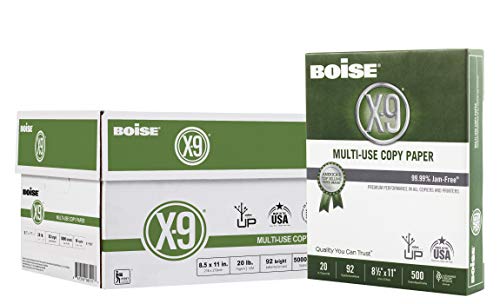 Boise® X-9® Multi-Use Print & Copy Paper, Letter Size (8 1/2" x 11"), 92 (U.S.) Brightness, 20 Lb, White, 500 Sheets Per Ream, Case Of 10 Reams