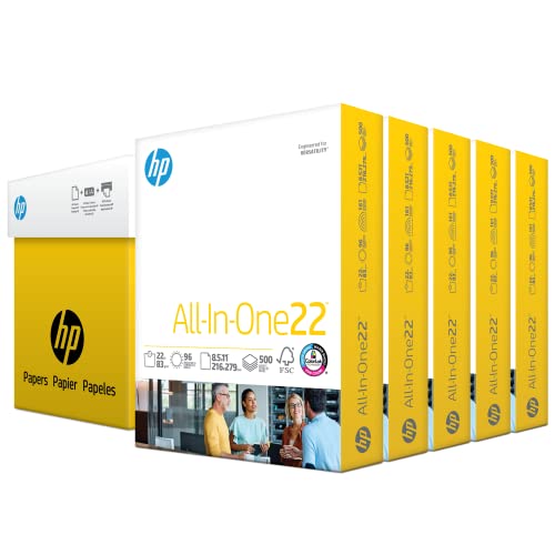 HP Printer Paper | 8.5x 11 Paper | All-In-One 22 lb | 5 Ream Case - 2,500 Sheets | 96 Bright| Made in USA - FSC Certified | 207000C