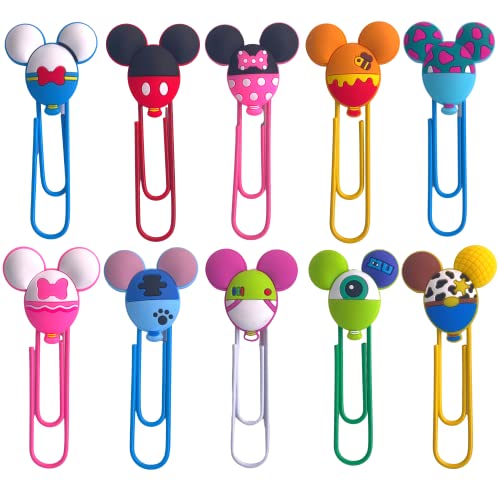 10 pc Cute Mouse Paper Clips Colorful Office Supplies Gifts for Teacher & Students | Bookmark Clamp Desk Accessories Stationery for School | Book File Page Marker Clip for Women Kids Adult Children