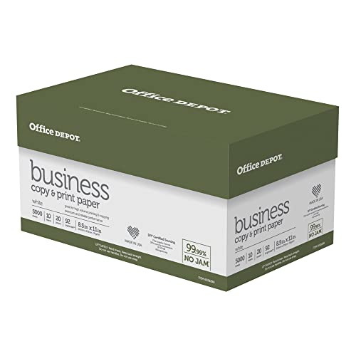 Office Depot® Brand Business Multi-Use Print & Copy Paper, Letter Size (8 1/2" x 11"), 92 (U.S.) Brightness, 20 Lb, Whit