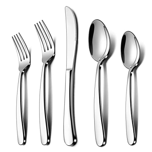 LIANYU 60-Piece Heavy Duty Silverware Set, Stainless Steel Flatware Cutlery Set for 12, Heavy Weight Eating Utensils Set for Home Restaurant Wedding, Dishwasher Safe, Mirror Polished