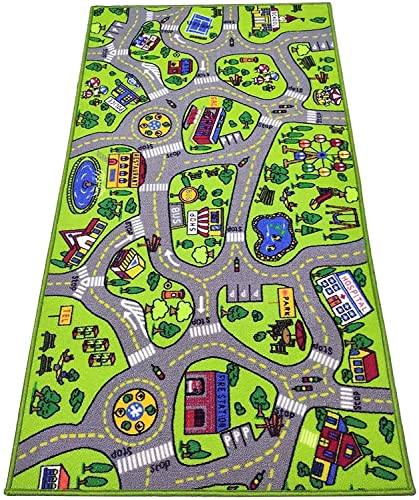 toyvelt Kids Playmat Car Rug -Educational Car Rugs for Kids Road and Traffic Carpet Multi Color Play Rug - Kids Rugs for Playroom & Kids Bedroom Best Car Rugs for Kids and Kids Play Rug Ages 3 4 5 6