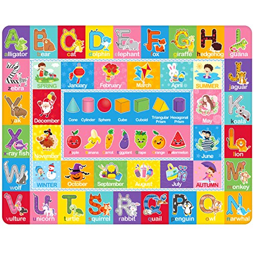 IMIKEYA Kids Play Rugs Playroom Rug Mat with Colorful Pattern, Playtime Collection ABC Alphabet, Seasons, Months, Fruit and Shapes Playmat Educational Rug for Kids Playroom Bedroom, 55 x 43.3 Inch