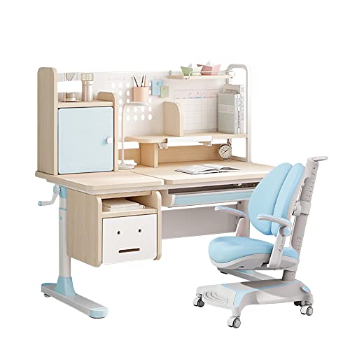 FCD Ergonomic Multi Function Wood Adjustable Kids Study Desk Drafting Table and Computer Station with Children Study Chair