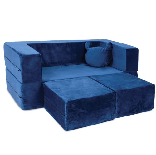 Milliard Kids Couch - Modular Kids Sofa for Toddler and Baby Playroom/Bedroom Furniture (Navy Blue)