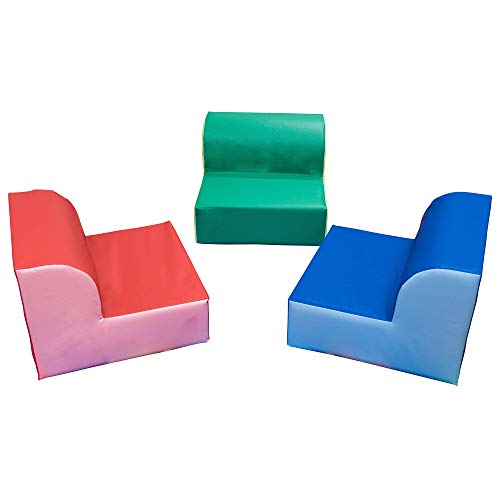 Children's Factory Library Trio, Set-3 Kids Chairs, Red-Blue-Green, CF322-388, Toddler Flexible Seating Classroom Furniture for Preschool or Daycare