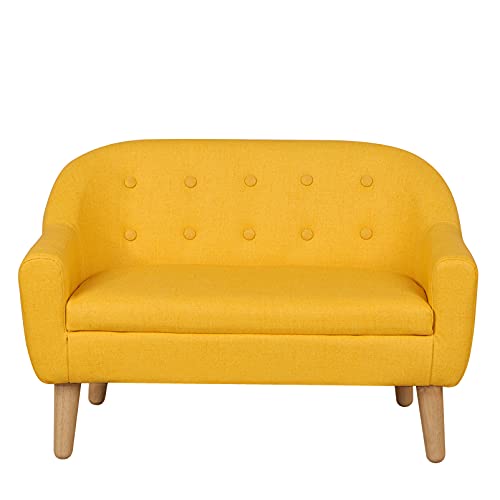 Getifun Kids Sofa Chair, Toddler Armchair Couch, PVC Upholstered Children Sofa with Wooden Legs, Perfect for Baby Gift(30-Inch) (Yellow)