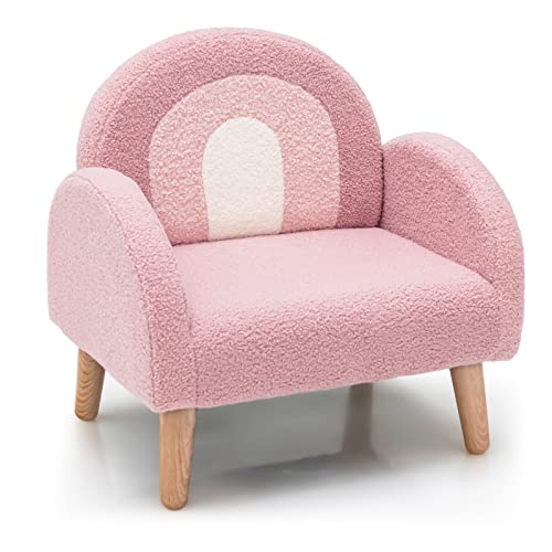 INFANS Kids Sofa, Toddler Armchair with Solid Wooden Frame Anti-Tipping Design Plush Fabric, Upholstered Children Chair for Nursery Kindergarten Playroom Preschool, Gift for Boys Girls, Toddler Couch