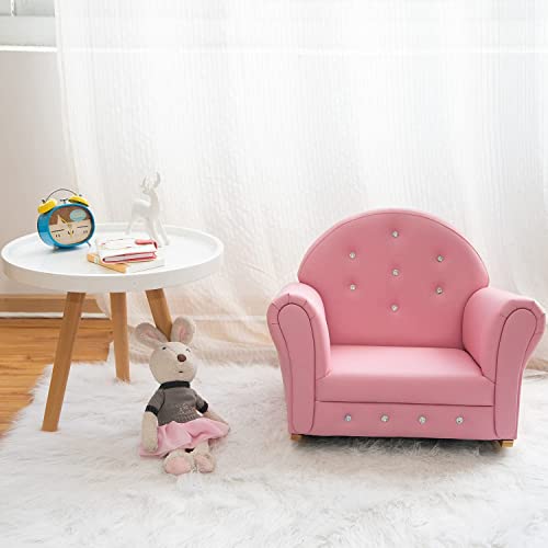 Kinfant Kid Sofa Kids Couch- Kids Armchair with PVC Leather, Mini Toddler Couch for Baby Boys and Girls (Pink)