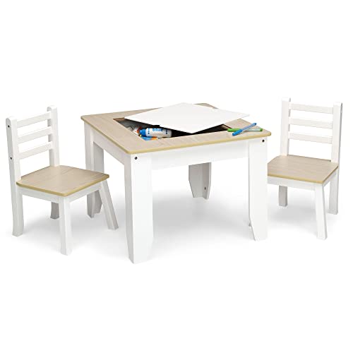 Delta Children Chelsea Table and 2 Chair Set, White/Natural