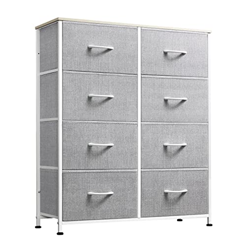 WLIVE Fabric Dresser with 8 Drawers (Gray)