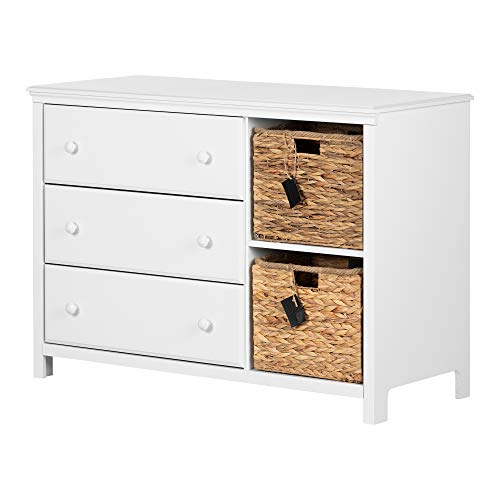 South Shore Cotton Candy 3-Drawer Dresser with Baskets, Pure White