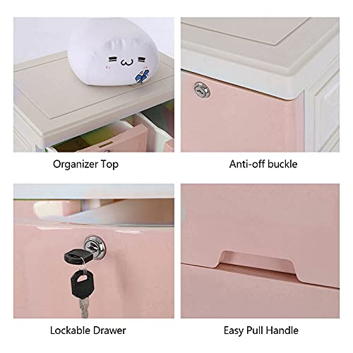 Gdrasuya10 Plastic Dresser with 6 Drawers for Clothes Large,Plastic Chest of Drawers Storage Cabinet,Storage Organizer Closet,Kid Plastic Storage Dressers with Wheels,Pink