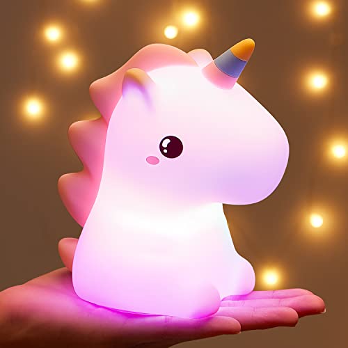 One Fire Unicorn Night Lights for Girls Bedroom,16 Colors Cute Night Light for Kids, LED Rechargeable Unicorn Lamp, Unicorns Gifts for Girls Night Light, Silicone Night Light Kids Cute Kawaii Stuff
