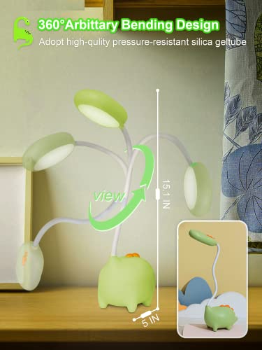 Unique Dinosaur Desk Lamp LED Night Light for Kids Wireless Charging Student Learning Eye Protection Lamp USB Rechargeable Home Bedroom Study Desk Room Decoration Lamp is the Teens Girls Best Gift