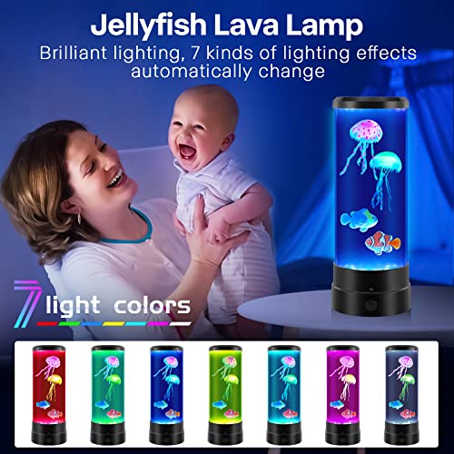 Jellyfish Lava Lamp, Color Changing Jellyfish Tank Aquarium Lamps, Bedroom Desktop Sleep Lamp, Night Light for Kids Room Decor, Relax Birthdays Christmas Gifts for Girls Boys Adults
