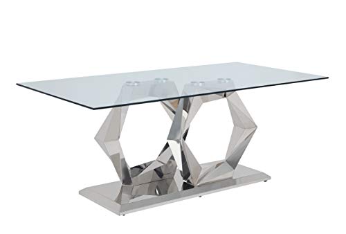Acme Furniture Gianna Dining Table, Clear Glass & Stainless Steel