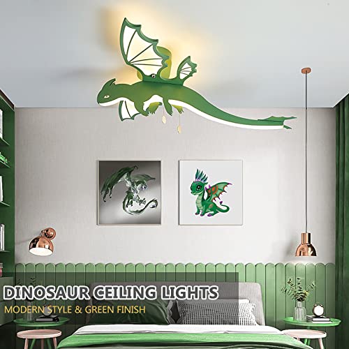 CEKUXPS Cartoon Dinosaur LED Ceiling Light Kids Flush Mount Ceiling Lamp Craetive Dinosaur Shape with Acrylic Lamp Shade Close to Ceiling Lighting Fixture for Bedroom Study Room