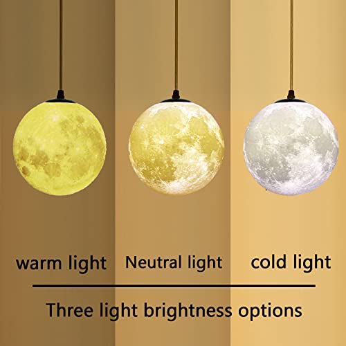 HFUGUD Plug in Pendant Lighting with Cord,Hanging Lamps That Plug Into Wall Outlet White,16.4Ft Hanging Light Cord with Switch,3D Paint Hanging Moon Light for Kids Room(Bulb Included)