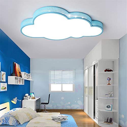 RUNNUP LED Hollow Cloud Ceiling Light Cute Acrylic Flush Mount Light with White Lighting for Baby Nursery Decorations Gifts Bedroom Kids Room,Blue-21.5"